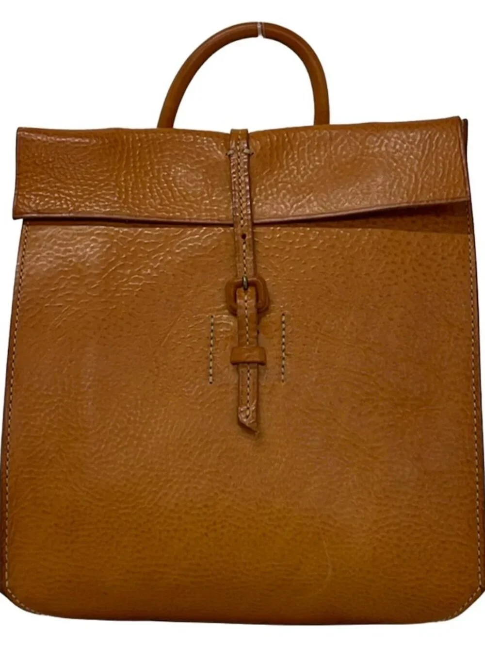 genten Brown Leather Backpack